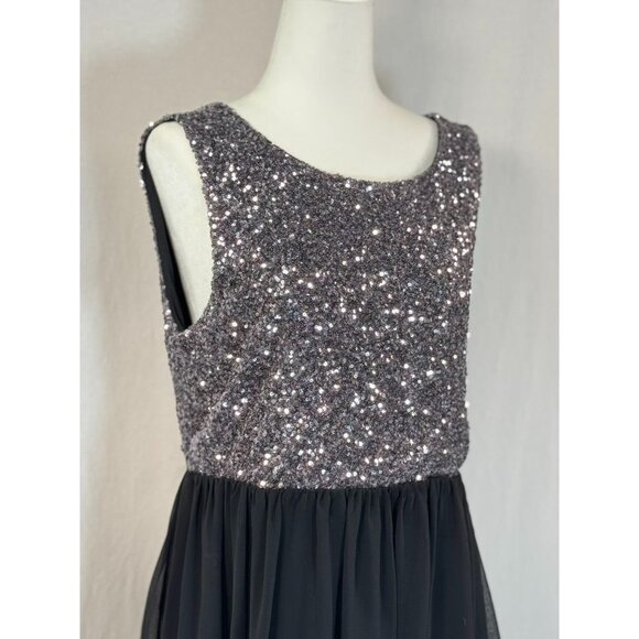 PINKY Size L Bodice Black Chiffon Sleeveless Mini Dress W/ Zipper - Picture 2 of 10